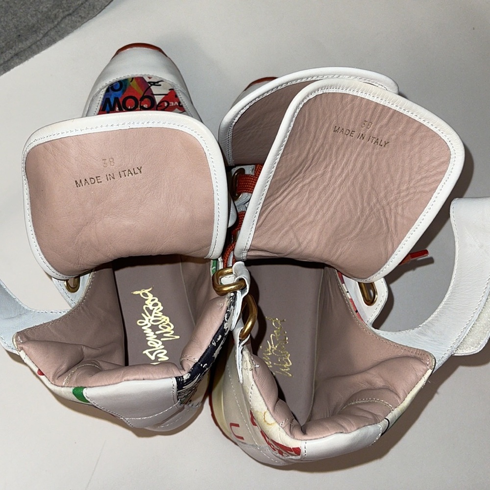 VIVIENNE WESTWOOD 3 TONGUE SNEAKERS IT38 MEANINGLESS PRINT - Picture 9 of 9